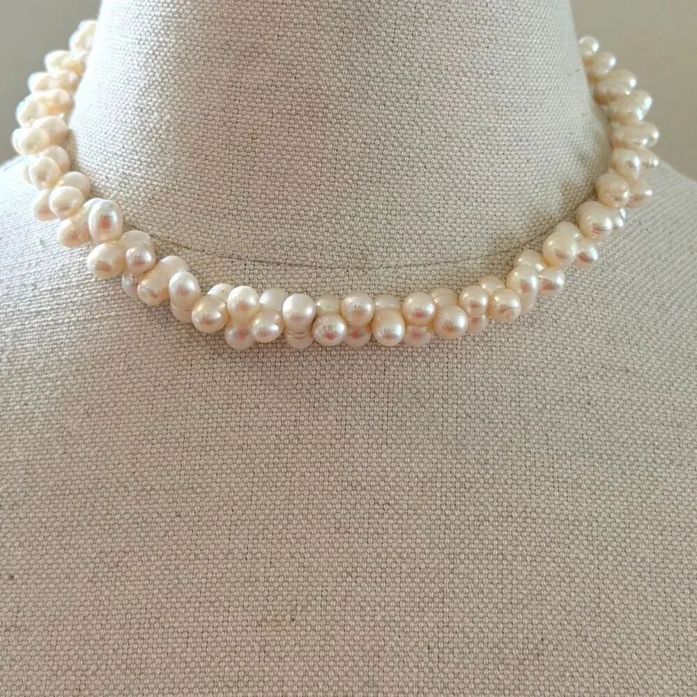 Freshwater Pearl Cluster Necklace Baroque Pearl Choker